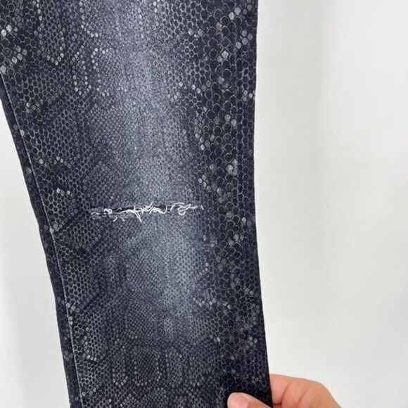 R13 Alison Skinny Python‎ Print Distressed Skinny Leg Jeans Charcoal Size 25 - Picture 8 of 12